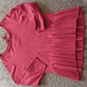Time and Tru Red Peplum Hem Sweater XXL 3/4 Sleeve Like New
